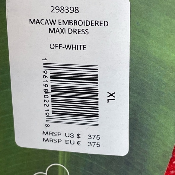 Farm Rio dress maxi embroidered Macaw white NWT sz XL - Picture 7 of 12